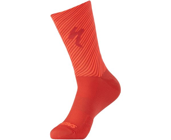 SOFT AIR TALL SOCK FLO RED/ROCKET RED STRIPE